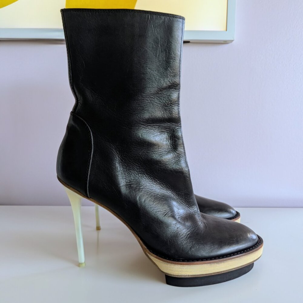 ✨ Ann Demeulemeester Leather Stiletto Platform Boots 41 10.5 Archive Avant-Garde